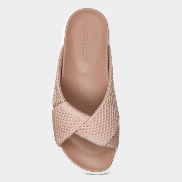 Aerosoles Size 6.5 Women's Baily Nude / Pink Chunky Platform Slide Sandals - Picture 1 of 8